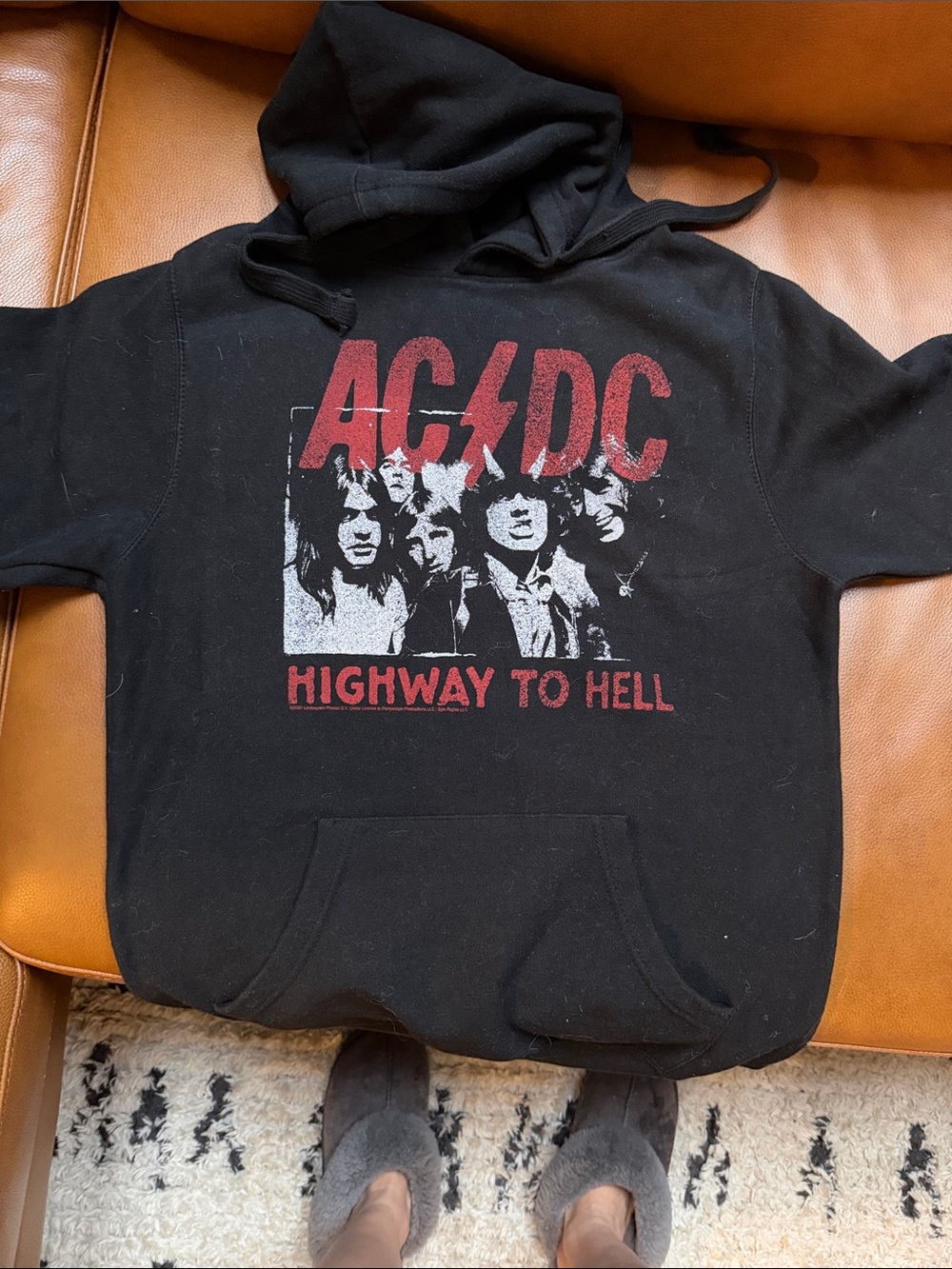 AC/DC Black Hoodie with Red and White Graphic unisex size Small